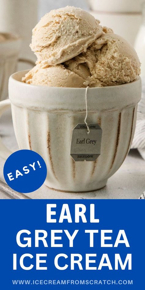 Easy Earl Grey Tea Ice Cream Recipe - Ice Cream From Scratch Earl Gray Ice Cream, Tea Ice Cream Recipe, Frozen Custard Recipes, Grey Ice Cream, Earl Grey Ice Cream, Ice Cream From Scratch, Homemade Ice Cream Recipes Machine, Licorice Ice Cream, Lavender Honey Ice Cream