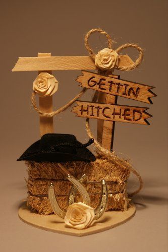 Gettin' Hitched Western Wedding Cake Topper or Table Decoration, http://www.amazon.com/dp/B00CMVH50S/ref=cm_sw_r_pi_awd_2U4qsb1DJ6CD8 Country Cake Toppers, Cowboy Wedding Cakes, Western Cake Toppers, Western Wedding Cake, Country Wedding Cake Toppers, Western Wedding Cakes, Cowboy Cake, Cowboy Cakes, Trendy Wedding Favors