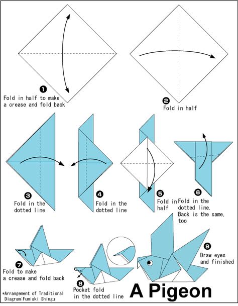 Origami Pigeon Printable Origami Instructions, Origami Heart Instructions, Origami Bird Easy, Easy Origami Dragon, Origami Printables, Origami Kutu, Origami Instructions For Kids, Dragon Origami, Origami Dove