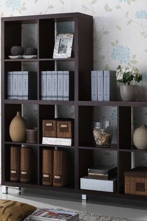 Traditional bookshelf with cubes Cube Shelving Unit, Cube Shelving, Kallax Regal, Etagere Design, Modern Bookshelf, Cube Bookcase, Deep Shelves, Interior Minimalista, Cube Shelves