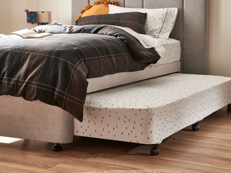 Queen Bed Frame With Trundle, Double Trundle Bed, Girls Trundle Bed, Extended Headboard, Castle Kitchen, Castle Kitchens, King Single Bed, Kids Inspo, Single Bed Frame