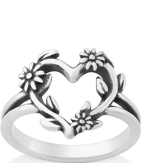 From James Avery, this ring features:Sweet sentiments arise with every glance at this sterling silver ring from James Avery of intertwined flowers and vines around a heart shape. The double band provides a sturdy base for the precise detailing of the petals and leaves, which give it an artistic, innocent quality.Sterling silverApprox. 9/16" WCrafted in America using the world's finest materials. James Avery Rings Stacked, Rings James Avery, James Avery Heart Ring, Xoxo Jewelry, James Avery Rings, James Avery Charms, James Avery Jewelry, Sterling Silver Jewelry Rings, Jewelry Accessories Ideas