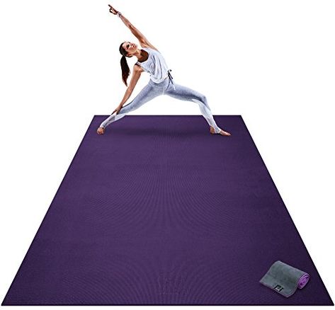 Premium Extra Large Yoga Mat - 9' x 6' x 8mm Extra Thick & Comfortable, Non-Toxic, Non-Slip, Barefoot Exercise Mat - Yoga, Stretching, Cardio Workout Mats Home Gym Flooring (108" Long x 72" Wide) #yogamat Home Gym Set, Large Yoga Mat, Home Gym Flooring, Room Gym, Yoga Stretching, Ju Jitsu, Exercise Mat, Green Towels, Pose Yoga