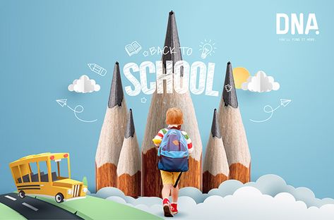 Education Pictures, School Advertising, Education Poster Design, Ads Creative Advertising Ideas, Social Media Advertising Design, School Images, School Creative, Kids Illustration, Graphic Design Ads