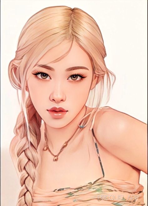 Blackpink Cartoon Art, Rose Drawing Blackpink, Black Pink Drawing, Blackpink Cartoon, Rose Anime, Rosé Cartoon, Blackpink Anime, Blackpink Fan Art, Moon Lovers Drama