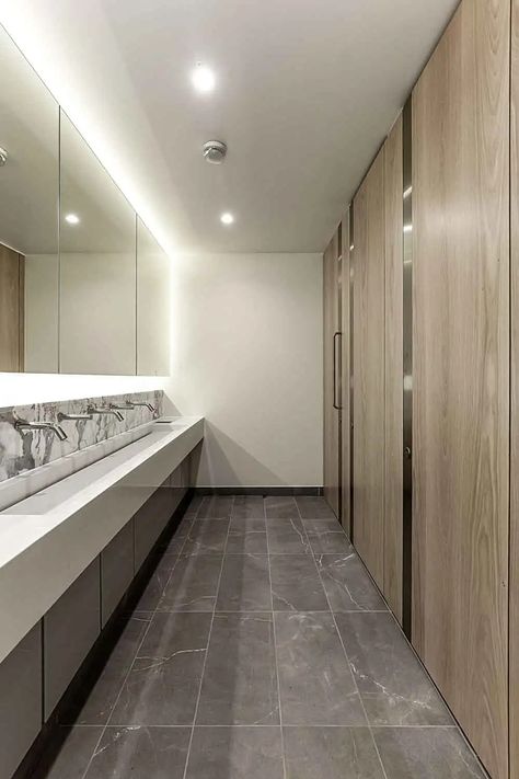 Finsbury Circus | Dolphin Solutions Commercial Toilet Design, Office Toilet Design, Hospital Toilet, Office Bathroom Design, Interior Design Toilet, Commercial Bathroom Ideas, Church Bathroom, Public Restroom Design, Commercial Bathroom Designs