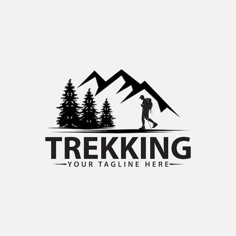 Trekking Logo, Hiking Logo, Adventure Logo Design, Beast Logo, Adventure Logo, Mountain Logos, Ice Climbing, Logo Design Template, Design Template