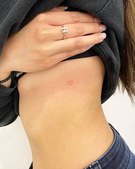 Mini Heart Tattoo, Tiny Tattoos Ideas, Small Heart Tattoo, Little Heart Tattoos, Simple Heart Tattoos, Red Heart Tattoos, Tiny Heart Tattoos, Small Heart Tattoos, Ribcage Tattoo