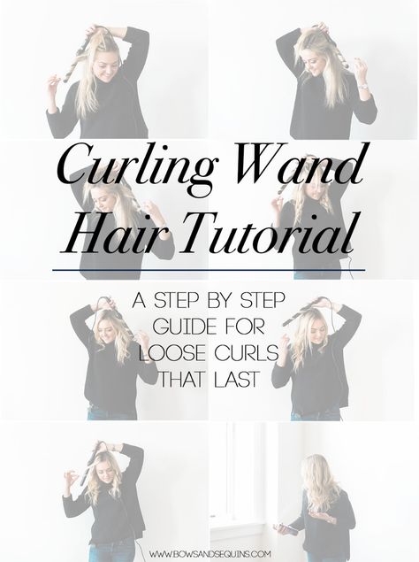 Hair Wand Tutorial, Curling Wand Hair, Wand Tutorial, Hair Wand, Curling Wands, Easy Waves, Using A Curling Wand, Wand Hairstyles, Hair Curling Tutorial