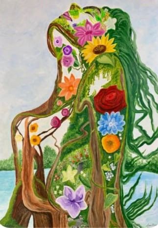 Mother Earth Art, A Strong Woman, Spiritual Artwork, Earth Art, Nature Drawing, Nature Art Painting, Mystical Art, Strong Woman, Hippie Art