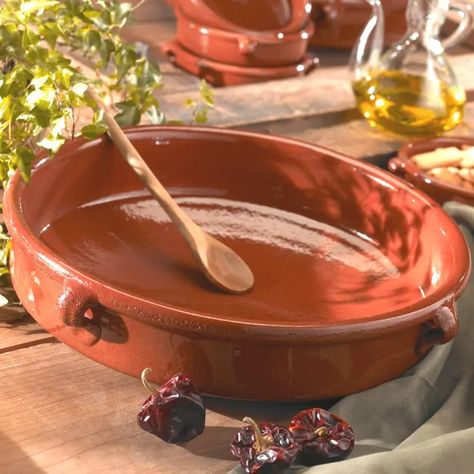 Shop Terra Cotta Cazuela - 15 Inches Online | La Tienda Clay Cooking Pots, Traditional Spanish Dishes, Spanish Foods, Pan Seared Salmon, Spanish Dishes, Dessert Set, Skirt Steak, Fine Food, Rice Dishes