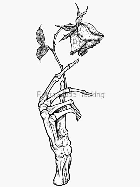 Pegatina «La mano esqueleto de la rosa muerta (blanco y negro)» de -pob- | Redbubble La Drawing, Arm Tattoos Drawing, Gangsta Tattoos, Self Love Tattoo, Color Drawing Art, Boho Painting, Animation Art Sketches, Desktop Wallpaper Art, Traditional Tattoo Art