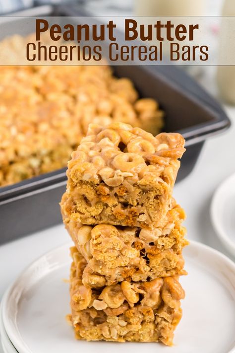 Cheerios Bars, Peanut Butter Cheerios, Cheerios Snacks, Cheerio Treats, Cheerios Recipes, Peanut Butter Cheerio Bars, Cheerio Bars, Cheerios Cereal, Cereal Treats