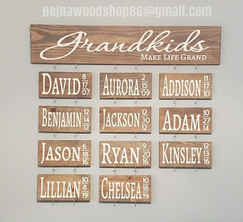 #grandparents #love #woodsigns #home #decor #family #hejnawoodshop Sign For Grandparents, Grandkids Wood Sign, Grandchildren Make Life Grand Sign, Grandkid Name Sign, Cricut Grandparent Gifts Wood Signs, Grandchildren Sign, Gifts For Grandparents, Grandchildren, Wood Signs