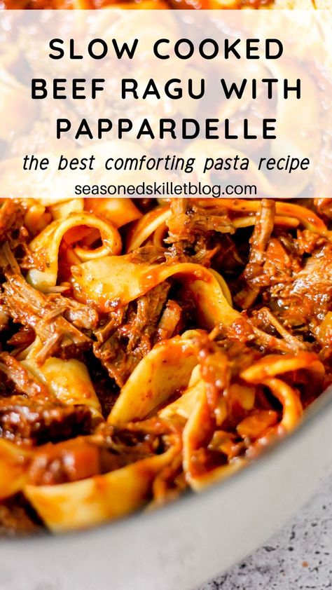 Roast And Pasta Recipes, Beef Ragu Recipe Instant Pot, Ragu Recipes Slow Cooker, Slow Simmered Beef Ragu, Essen, Slow Cooker Beef Ragu With Pappardelle, Slow Cooked Beef Ragu, Roast Beef And Pasta Recipes, Brisket Ragu Pasta