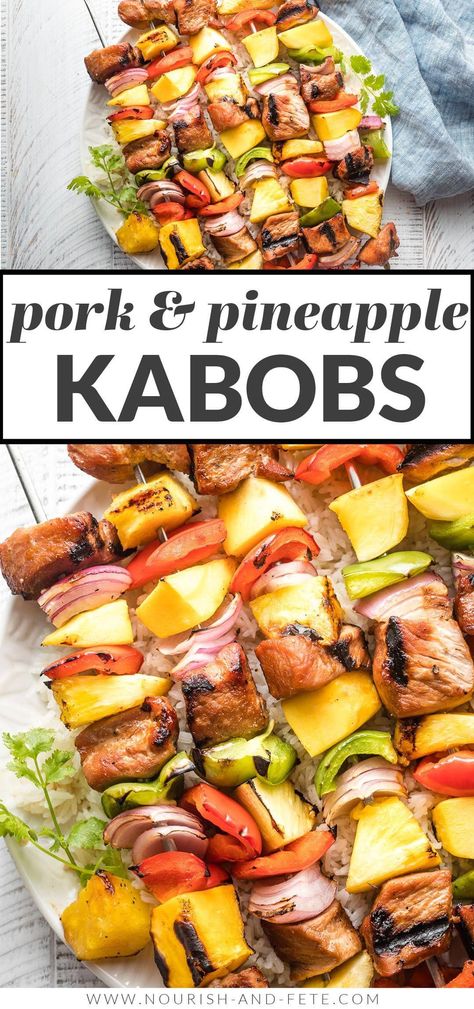 Grilled Pork And Pineapple Recipes, Pork Pineapple Kabobs, Pork And Pineapple Kabobs, Pork Pineapple Recipes, Entertaining Meals, Pork And Pineapple, Pork Pineapple, Pork Roasts, Summer Suppers