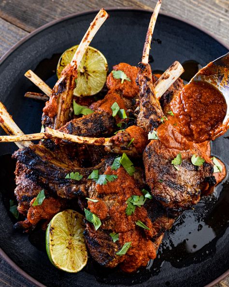 Grilled Barbacoa Lamb Chops - Chiles and Smoke Smashburger Tacos, Southern Macaroni Salad, Salsa Borracha, Lamb Chops Recipe, Crispy Beef, Cook Meals, Salsa Ingredients, Grilled Lamb, Recipe Indian