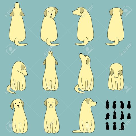 Labrador Retriever Silhouette Images & Stock Pictures. Royalty ... Dog Sitting Down Drawing, Dog Drawing Sitting, Dog Sitting Illustration, Dog Sitting Reference, Dog Poses Reference, Dog Sitting Drawing, Dog Illust, Tattoo Texture, Dogs Clipart