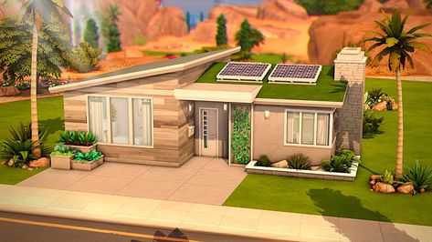 Midcentury Modern Sims 4, Sims 4 Mid Century House, Sims 4 Eco Lifestyle House, Sims 4 Mediterranean House, Dinkum Ideas, Sims 4 Mid Century Modern, Sims 4 Eco House, Sims 4 Tiny House, Modern Eco House