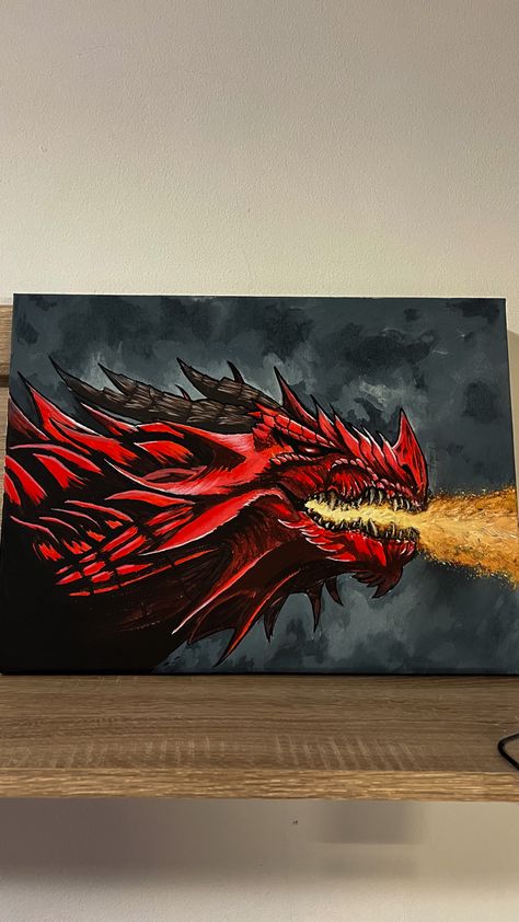 Black Dragon Painting, Easy Dragon Painting On Canvas, Dragon Painting Canvas, Acrylic Dragon Paintings, Huge Canvas Painting Ideas Acrylic, Dragon Painting Easy, Dragon Painting Acrylic Easy, Rennaisance Paintings Art, Painting Leaves Acrylic