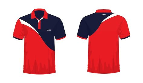 Tshirt polo red and blue template for de... | Premium Vector #Freepik #vector #t-shirt-template #polo-design #uniform-shirt #jersey Company T Shirt Design, Red Shirt Design, Polo Shirt Design Graphics, Polo Shirt Design Uniform, Blue Template, Company Uniform, Tshirt Polo, Plain Polo Shirts, Yellow Polo Shirt