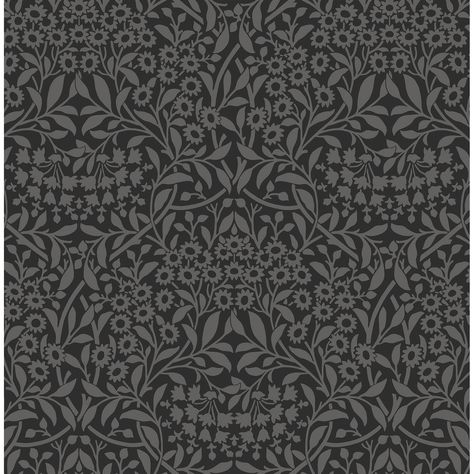 "Find the Charcoal Darcy Peel & Stick Wallpaper at Michaels. com. Moody yet elegant, this charcoal botanical design is perfect for the maximalist living room or home office. Moody yet elegant, this charcoal botanical design is perfect for the maximalist living room or home office. Its dramatic flair and intricate floral details will look ravishing on walls. Details: Charcoal 20.5\" x 18ft. (30.75 sq. ft.) 21\" design repeat Leaves no sticky residue behind Easily repositionableNote: Do not apply Maximalist Living Room, Botanical Design, Peel Stick Wallpaper, Botanical Pattern, Wallpaper Samples, Black Vinyl, Modern Pattern, Wallpaper Roll, Stick Wallpaper