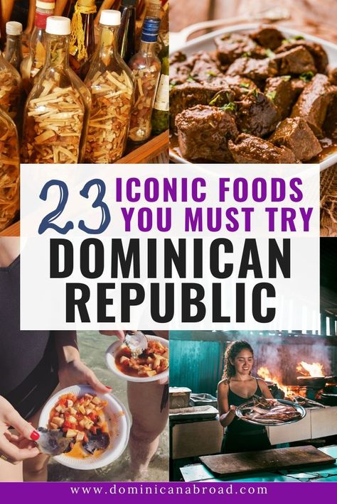 Dominican Republic is famed for its traditional cuisine which boasts flavorful dishes of cross cultural influences. Here is a round up of the top 23 best recipes and Dominican food to eat on your upcoming trip to the Dominican Republic. BONUS: We're including delicious Dominican drinks and cocktails too! Dominican Republic Food Dishes, Dominican Republic Drinks, Dominican Republic Traditional Food, Dominican Christmas Dinner, Dominican Republic Food Recipes, Dominican Republic Recipes, Dominican Drinks, Dominican Republic Culture, Dominican Dishes