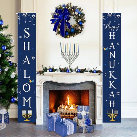 HOMDAILY Hanukkah Decorations, Chanukah Door Decoration Banner, Blue Hanukah Banners, Hanukkah Hanging Sign for Home Outdoor Indoor Wall Front Door Decor #Ad #Amazon #Hanukkah #Rosh #Passover #RoshHashana #Christmas #HolidaySeason #GiftIdeas #HappyHanukkah #LightTheMenorah#HolidayCheer #FamilyTime #HanukkahDreidel #HanukkahMiracles #WinterWonderland #LatkesAndSufganiyot #HolidaySpirit #HanukkahTraditions #HolidayDecor #SeasonsGreetings #WinterHolidays Channukah Decorations, Hanukkah Decorations Diy, Hannukah Decorations, Christmas Door Decorating, Hanukkah Bush, Hanukkah Traditions, 2025 Design, Christmas Door Decorating Contest, Hanukkah Decor