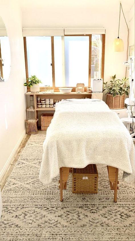 Home Massage Room, Holistic Esthetician, Massage Room Design, Massage Room Decor, Massage Therapy Rooms, Home Spa Room, Reiki Room, Esthetician Room Decor, Beauty Therapy Room