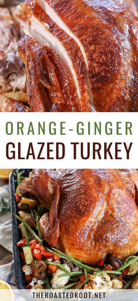 Orange Turkey Recipes, Roasted Thanksgiving Turkey, Orange Turkey, Turkey Glaze Recipes, Glazed Turkey, Whole Turkey Recipes, Turkey Glaze, Turkey Recipes Thanksgiving, Thanksgiving Feast