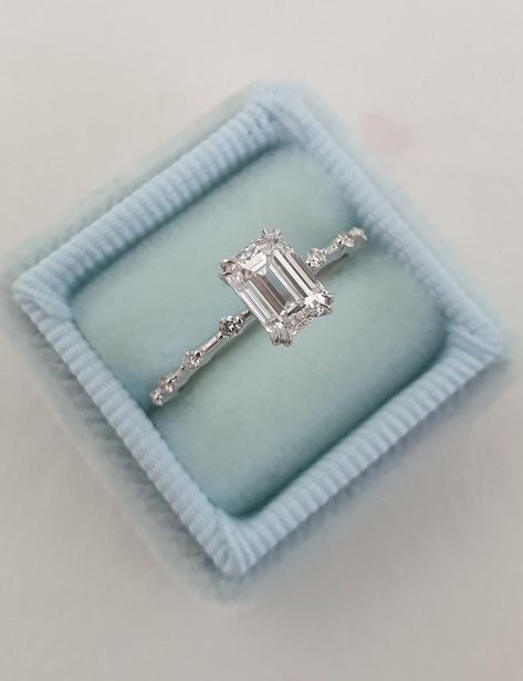 White Gold Emerald Ring, Emerald Cut Solitaire Engagement Ring, 1ct Diamond Ring, Wedding Rings Emerald Cut, Lab Created Diamond Rings, Emerald Wedding Rings, Emerald Ring Gold, Emerald Cut Engagement, Image 3d