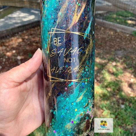 Milky Way Tumbler Turquoise/Black and Gold #glittertumbler #custom #turquoise Milky Way Tumbler, 35 Birthday, 35th Birthday, Cup Ideas, Tumbler Cups Diy, Tumbler Ideas, Resin Projects, Diy Tumblers, Monster Can