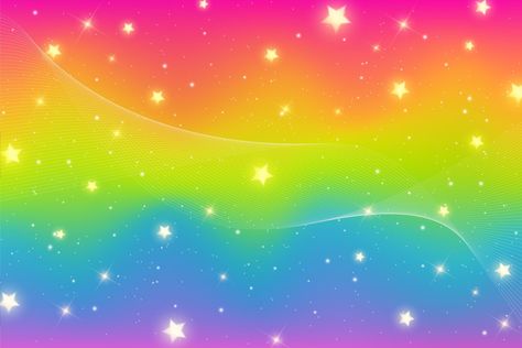 Rainbow Stars Aesthetic, Rainbow Background Aesthetic, Wavy Illustration, Rainbow Glitter Background, Rainbow Gradient Background, 2000s Background, Widgets Ideas, Sparkle Background, Sky With Stars