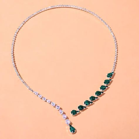 Necklace Women's Pear Cut Crystal Clear Green Zircon Pear Dainty Vintage Silver Gold 45 cm Necklace Jewelry 1pc for Wedding Carnival Valentine's Day Festival Geometric 2022 - US $16.24 Best Earrings, Diamond Girl, Art Jewelry Design, Cheap Necklaces, Bridal Choker, Y2k Jewelry, Jewerly Making, Crystal Choker Necklace, Silver Jewelry Design