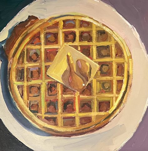 Waffle | ERIKA LEE SEARS Waffle Painting, Waffle Art, Record Ideas, Oil Pastels Painting, New Mommy, Food Painting, Oil Pastels, Clever Crafts, Art Class