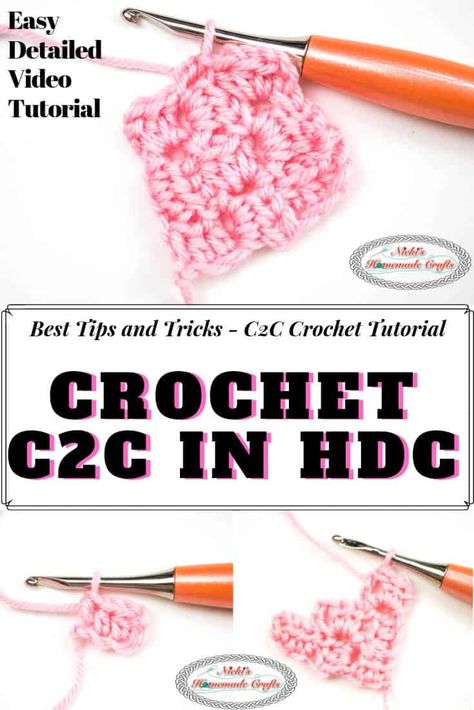 C2c Tutorial, Crochet Corner To Corner, Hdc Crochet, Diy Granny Square, Advanced Crochet Stitches, Corner To Corner Crochet Pattern, Change Colors In Crochet, Crochet C2c Pattern, C2c Crochet Pattern Free