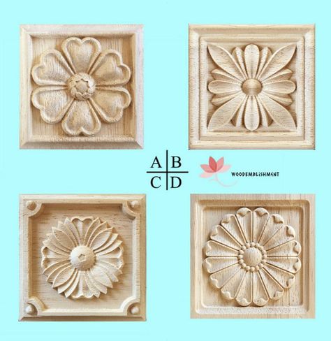 Compass Rose Art, Ornamental Wood Carving, Wood Rosettes, Mala Beads Diy, Carved Rosettes, Round Column, Wooden Roses, Wood Appliques, Deep Relief