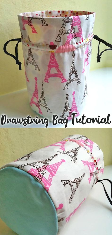 Free Drawstring Bag Pattern, Draw String Bags Patterns, How To Make A Drawstring Bag, Handmade Fabric Bags Free Pattern, Sewing Drawstring Bag, Drawstring Leather Bag, Project Bags To Sew Free Pattern, Sew Drawstring Bag, Flat Bottom Drawstring Bag Pattern