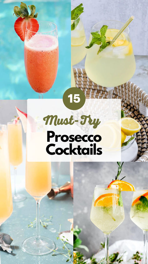 Prosecco Cocktails Drinks To Make With Prosecco, Prosecco Drink Recipes, Lemon Prosecco Cocktail, Cocktail Recipes With Prosecco, Drink With Prosecco, Easy Prosecco Cocktail Recipes, What To Mix With Prosecco, Vodka Prosecco Cocktail, Cocktail With Prosecco