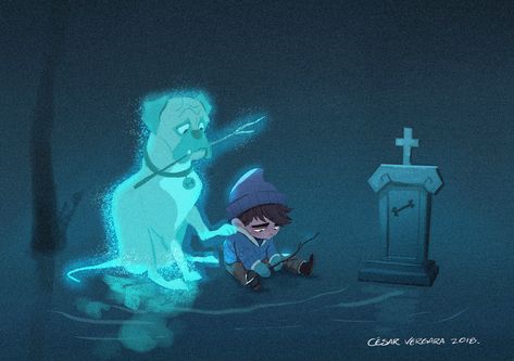 ArtStation - Ghost - Character Design Challenge Winner (oct 2018), Cesar Vergara Ghost Oc, Ghost Drawing, Lucas Arts, Character Design Challenge, Psy I Szczenięta, Ghost Dog, Design Challenge, A Ghost, 2d Animation