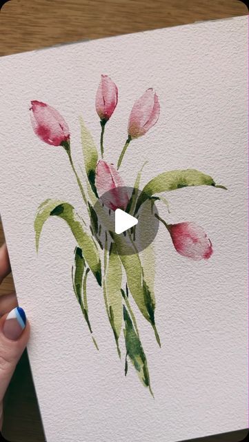 Watercolor Painting Tutorials Videos, French Watercolor Paintings, Abstract Flower Painting Watercolour, Small Watercolor Ideas, How To Do Watercolor Painting, Watercolor Simple Art, Painting Ideas Watercolor Easy, How To Watercolor Paint, Water Colors Painting Easy