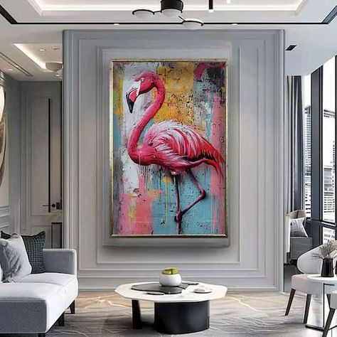 RainbowCanvasShop - Etsy France Bugs Painting, Painting Flamingo, Flamingo Artwork, Flamingo Canvas, Gorillas Art, Flamingo Art Print, Flamingo Wall Art, Flamingo Painting, Flamingo Art