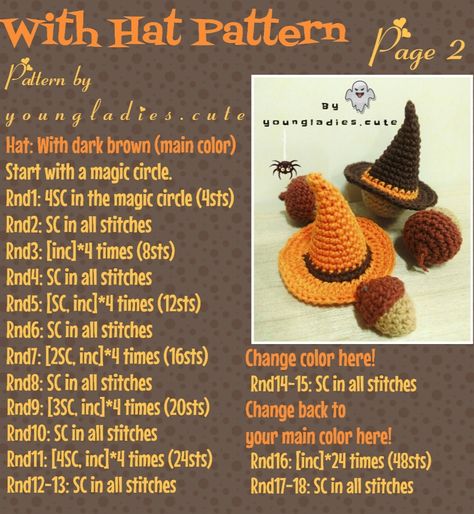 Witch Hat Pattern, Mc Magic, Stockings Diy, Crochet Fall Decor, Crochet Autumn, Crochet Tutorial Pattern, Fall Crochet Patterns, Crochet Halloween, Witches Hat