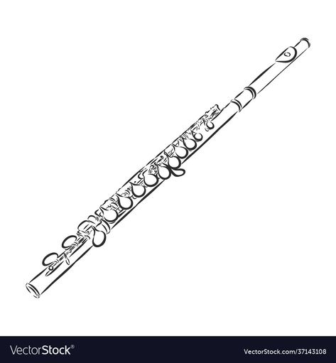 Flute Illustration, Flute Drawing, Ink Line Art, Sign Photography, Line Art Vector, Art Tutorials Drawing, Drawing Poses, Art Google, Illustration Drawing