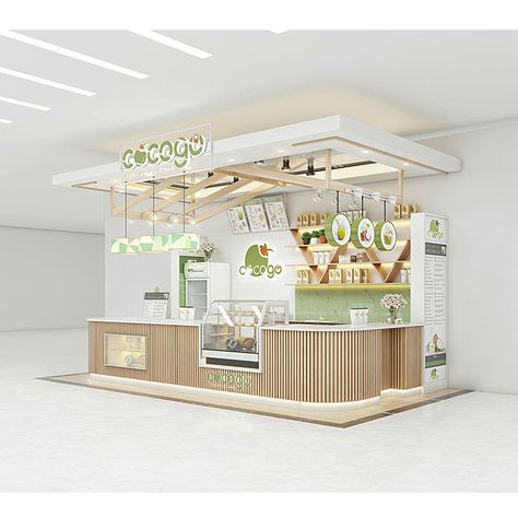 Fresh coconut milk smoothies juice kiosk food stall 3d design Coconut Stand Ideas, Open Kiosk Design, Food Booth Design, Juice Kiosk, Booth Design Food, Smoothie Stand, Juice Bar Interior, Food Stand Design, Cafe Floor Plan