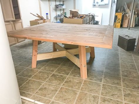 Diy Square Dining Table Plans, Dining Room With Square Table, Cool Kitchen Tables, Dining Table Building Plans, Square Outdoor Table, Dining Room Table Square, Square Dining Table For 8, Square Wood Dining Table, Large Square Dining Table