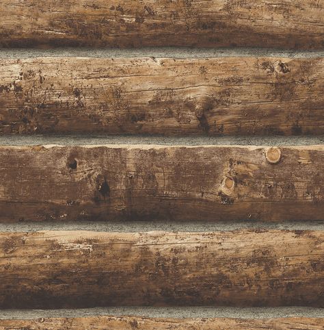 Faux Log Cabin Prepasted Wallpaper in Walnut by Seabrook Vinyl Log Siding, Log Wallpaper, Cabin Wallpaper, Log Wall, Log Cabin Rustic, Look Wallpaper, Rustic Wallpaper, Log Siding, Belek