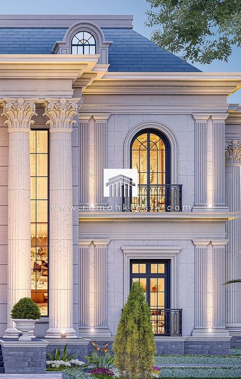 Roman House Design, Architecture House Exterior Design, Modern Architecture House Exterior, Exterior Pillars, Neoclassical Architecture House, Architecture House Exterior, Modern Neoclassical Architecture, Villa Facade Design, Palace Exterior