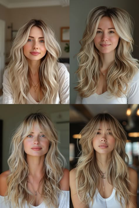 7 Curtain Bangs Trendy for 2024! Blonde Hair Color With Curtain Bangs, Long Hair With Layers And Curtain Bangs Blonde, Blonde Hair Mid Length Curtain Bangs, Curtain Bangs For Fine Wavy Hair, Blonde Curtain Bangs Wavy Hair, Long Layers With Curtain Bangs Oval Face, Layers And Curtain Bangs Medium Hair, Long Blonde Curtain Bangs, Curtain Bangs Thick Wavy Hair