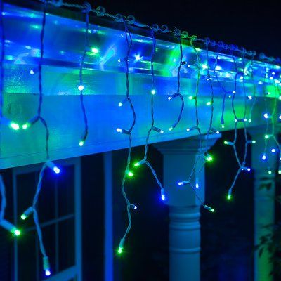 The Holiday Aisle 70 Light LED Icicle Light Color: Blue Natal, Green Christmas Lights, Blue Christmas Lights, Led Icicle Lights, Icicle Christmas Lights, Icicle Lights, Led Christmas Lights, Outdoor Holidays, Green Led